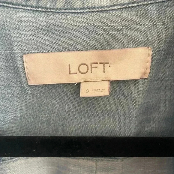 Loft blue long sleeve button up blouse - Picture 2 of 3